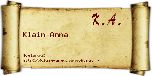 Klain Anna névjegykártya