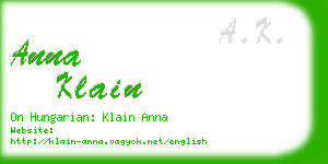 anna klain business card